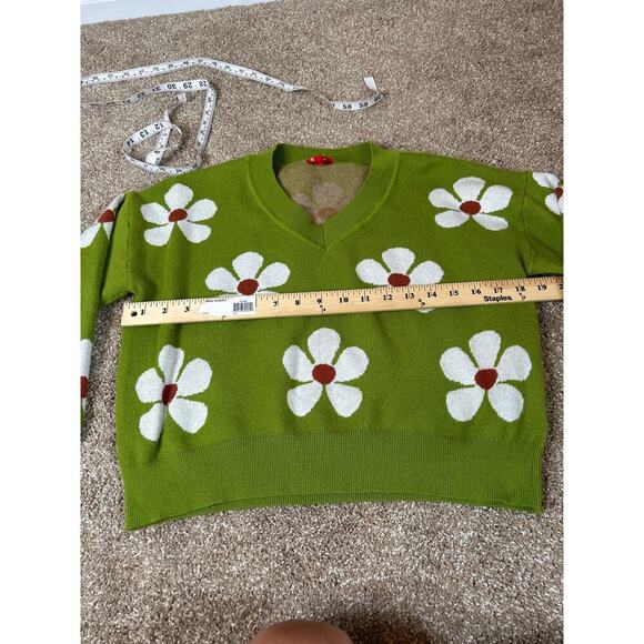 Sweater Land sweater cropped daisy flowers cropped long sleeve SZ SM - Picture 6 of 7
